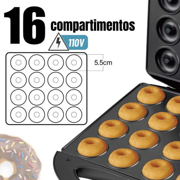Máquina de Donuts de Fazer Rosquinhas 16 furos Confeitaria Profissional Antiaderente
