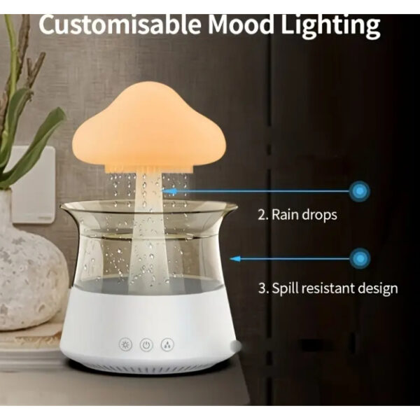 Umidificador Difusor De Aroma De design Nuvem e Chuva 7 Cores Luz Noturna Doméstica - Image 4